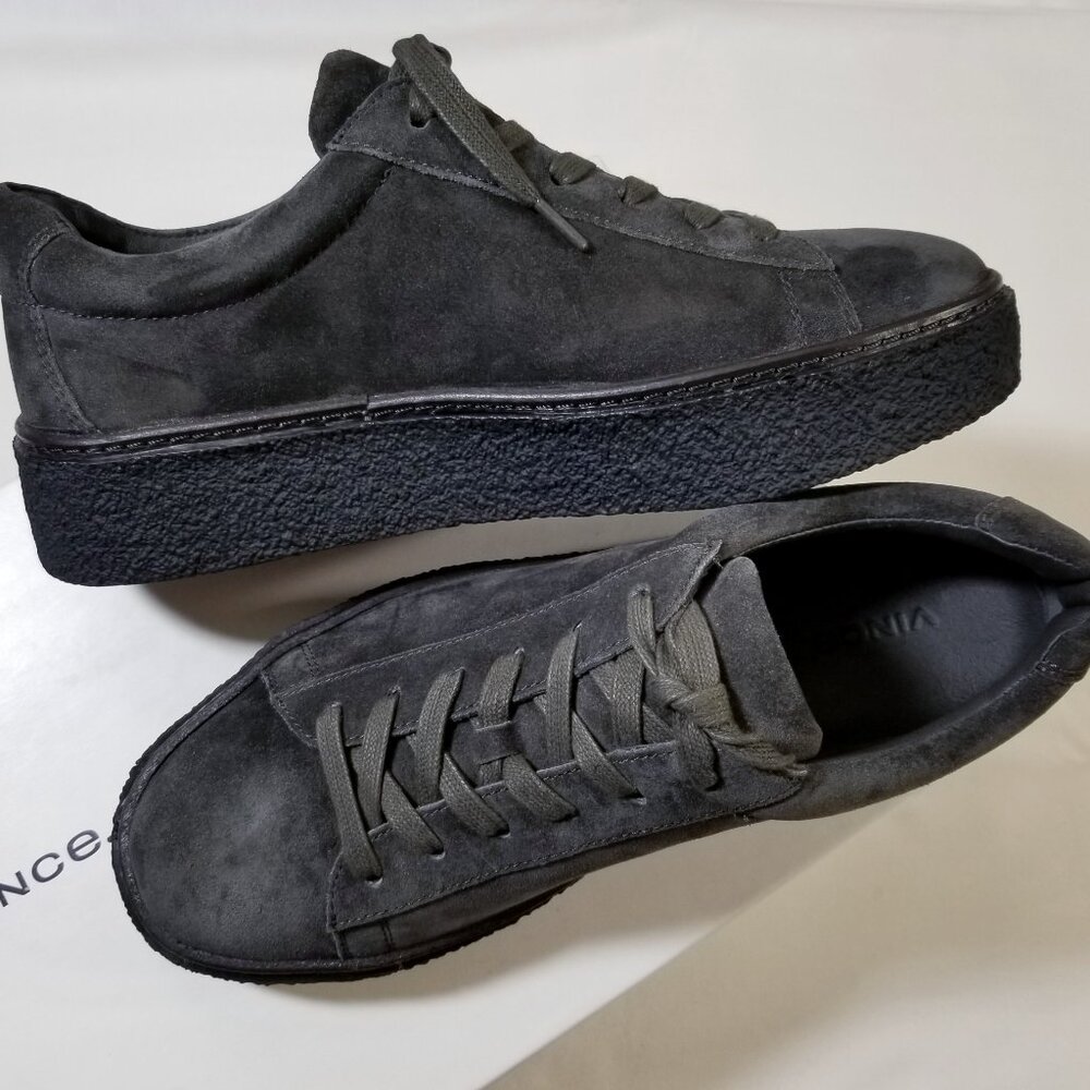 NIB‎ Vince Women's Neela Suede Leather Platform Lace-Up Sneakers Gray $295